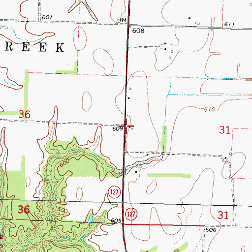 Topographic Map of Elm Point School (historical), IL