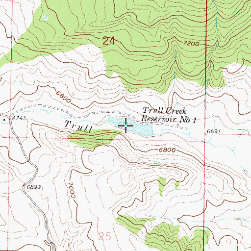 Topographic Map of Trull Creek Reservoir Number 1, CO