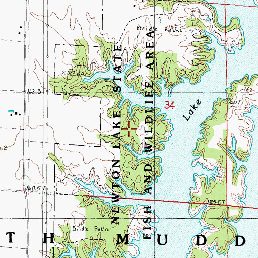 Topographic Map of Newton Lake State Fish and Wildlife Area, IL