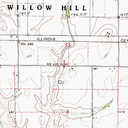 Topographic Map of Pingtown School (historical), IL