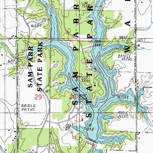 Topographic Map of Sam Parr State Park, IL