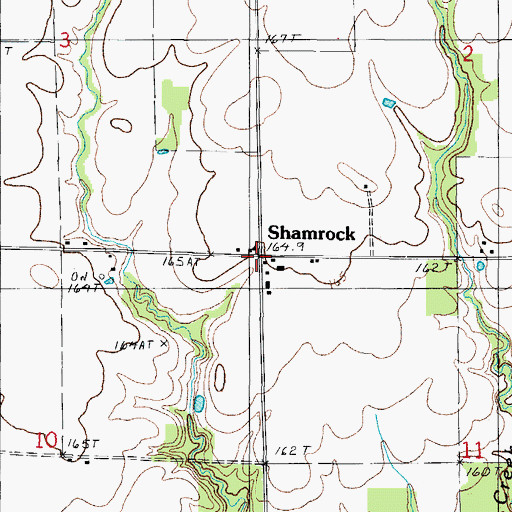 Topographic Map of Shamrock, IL