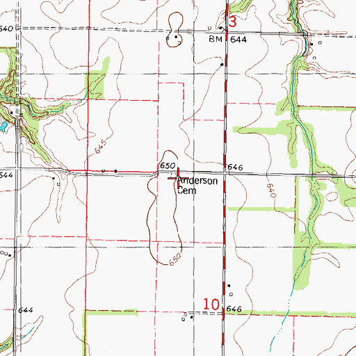 Topographic Map of Anderson Cemetery, IL