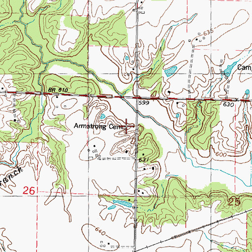 Topographic Map of Armstrong Cemetery, IL