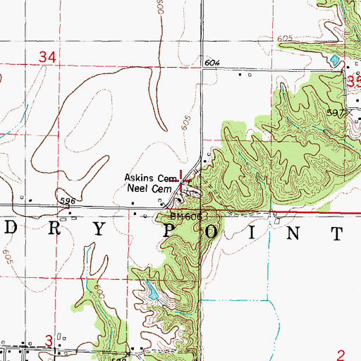 Topographic Map of Askins Cemetery, IL