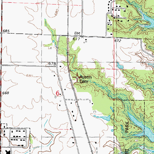 Topographic Map of Austin Cemetery, IL