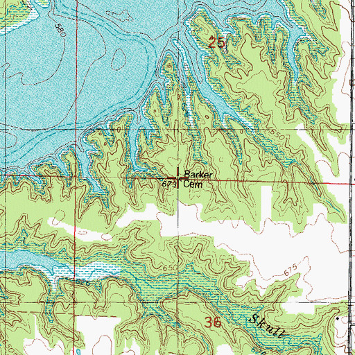 Topographic Map of Barker Cemetery, IL