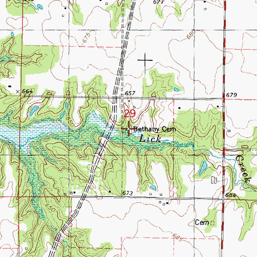 Topographic Map of Bethany Cemetery, IL