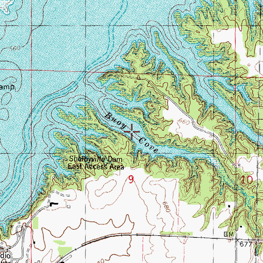 Topographic Map of Buoy Cove, IL