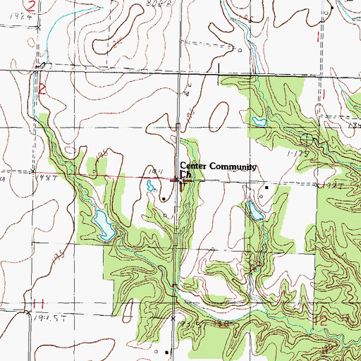 Topographic Map of Center Community Church, IL