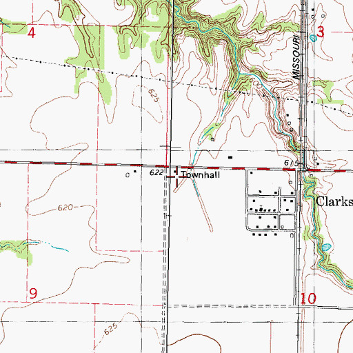 Topographic Map of Clarksburg Townhall, IL