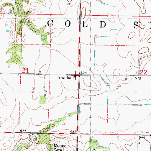 Topographic Map of Cold Spring Townhall, IL