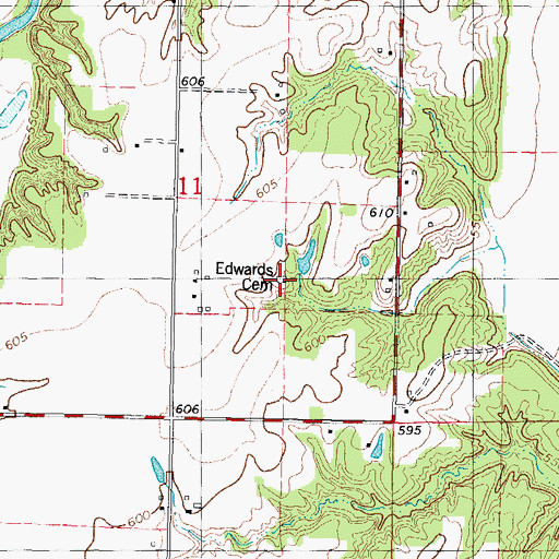 Topographic Map of Edwards Cemetery, IL
