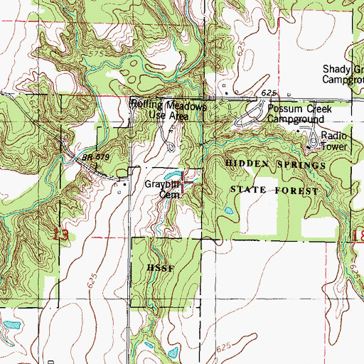 Topographic Map of Graybill Cemetery, IL