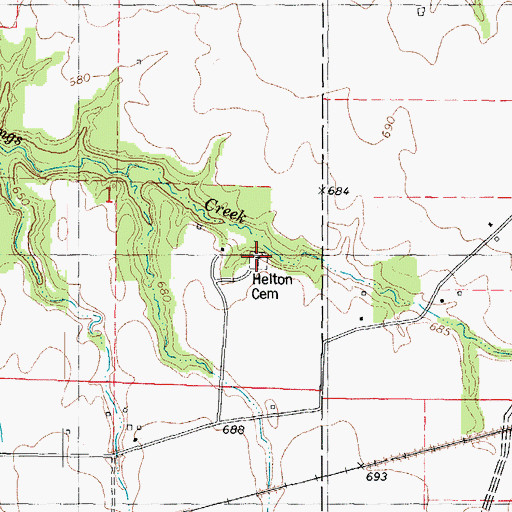 Topographic Map of Helton Cemetery, IL