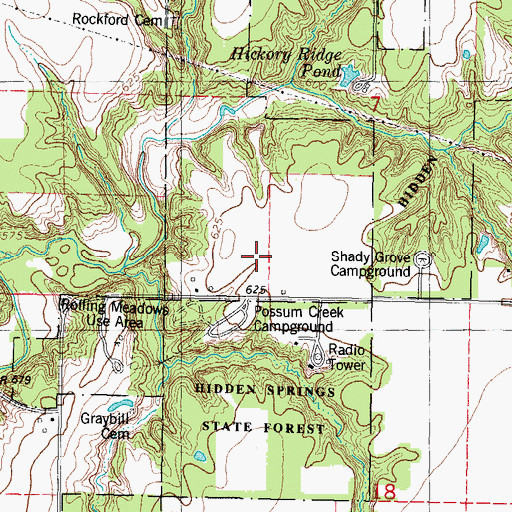 Topographic Map of Hidden Springs State Forest, IL