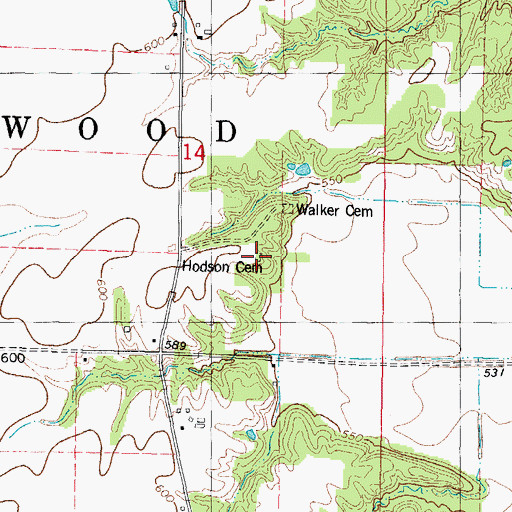 Topographic Map of Hodson Cemetery, IL