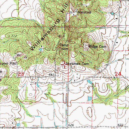 Topographic Map of Horsman Cemetery, IL