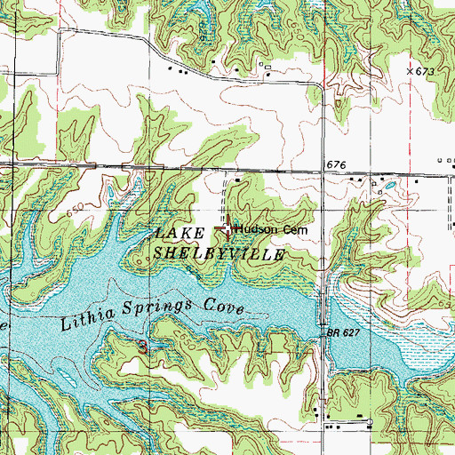 Topographic Map of Hudson Cemetery, IL