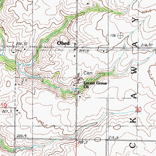 Topographic Map of Locust Grove Church, IL