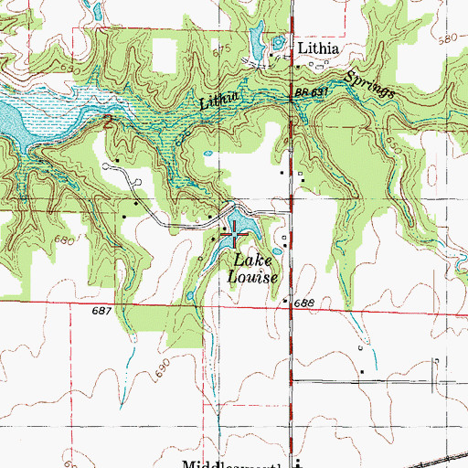 Topographic Map of Lake Louise, IL