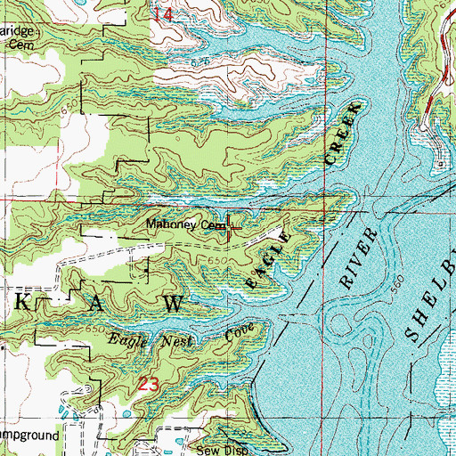 Topographic Map of Mahoney Cemetery, IL