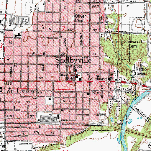 Topographic Map of Main Street Elementary School, IL