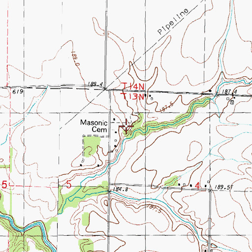 Topographic Map of Masonic Cemetery, IL