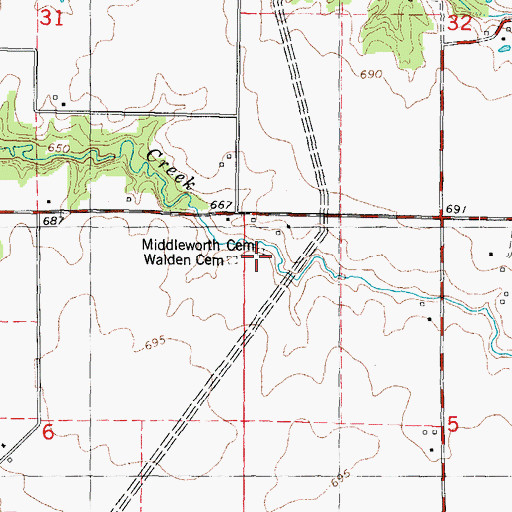 Topographic Map of Middlesworth Cemetery, IL