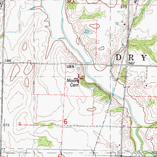 Topographic Map of Moore Cemetery, IL