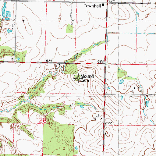 Topographic Map of Bateman Cemetery, IL