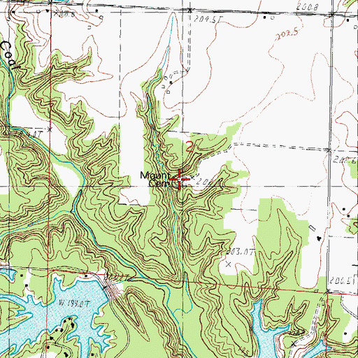 Topographic Map of Mount Cemetery, IL
