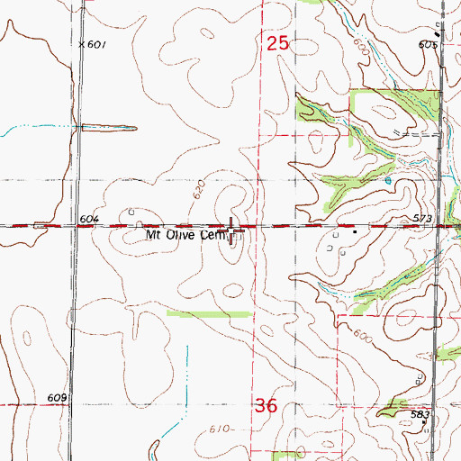 Topographic Map of Mount Olive Cemetery, IL