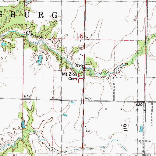 Topographic Map of Mount Zion Cemetery, IL