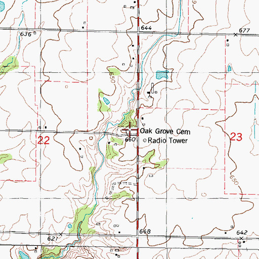 Topographic Map of Oak Grove Cemetery, IL