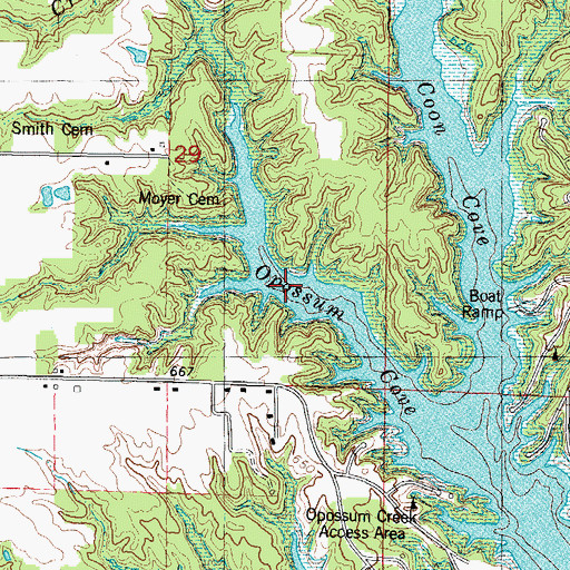 Topographic Map of Opossum Cove, IL
