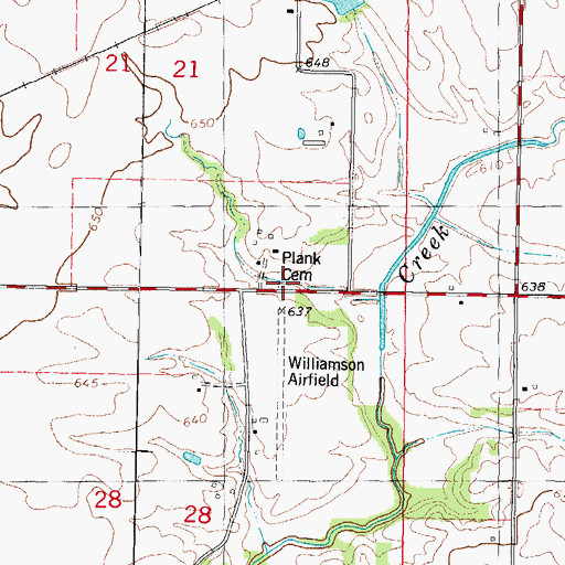 Topographic Map of Plank Cemetery, IL