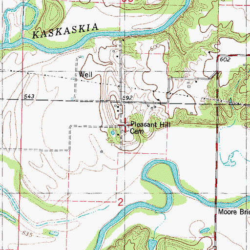 Topographic Map of Pleasant Hill Cemetery, IL