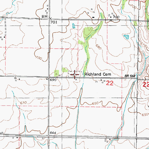 Topographic Map of Richland Cemetery, IL