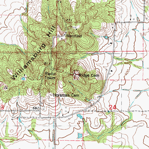 Topographic Map of Ridge Cemetery, IL