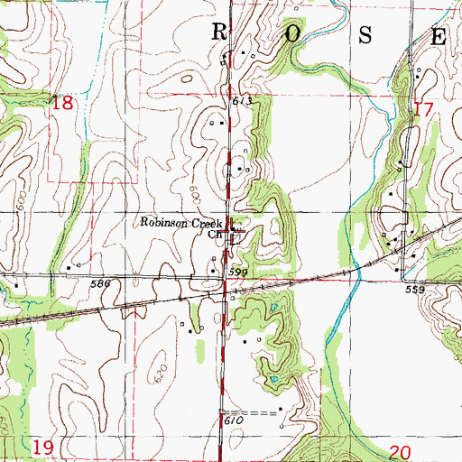 Topographic Map of Robinson Creek Church, IL