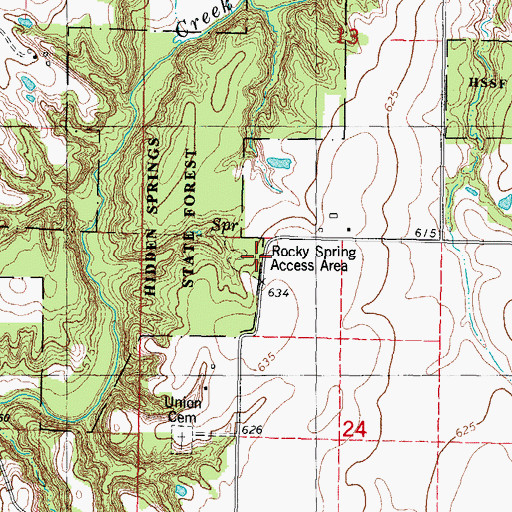 Topographic Map of Rocky Spring Access Area, IL