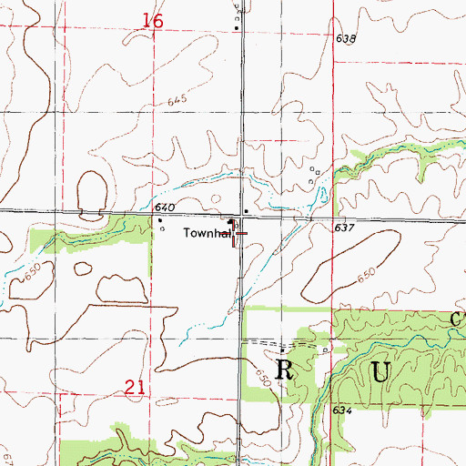 Topographic Map of Rural Townhall, IL