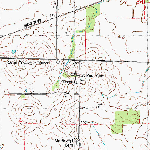 Topographic Map of Saint Paul Cemetery, IL