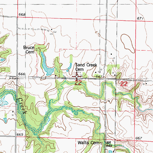 Topographic Map of Sand Creek Cemetery, IL
