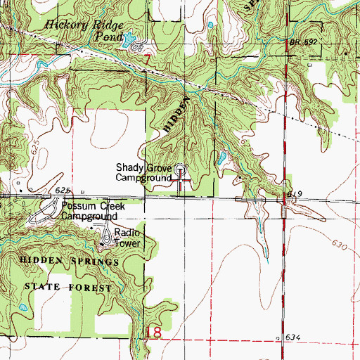 Topographic Map of Shady Grove Campground, IL