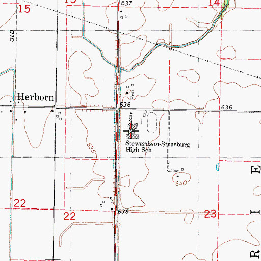 Topographic Map of Stewardson-Strasburg High School, IL