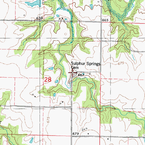 Topographic Map of Sulphur Springs Cemetery, IL