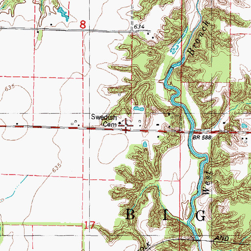 Topographic Map of Swedish Cemetery, IL