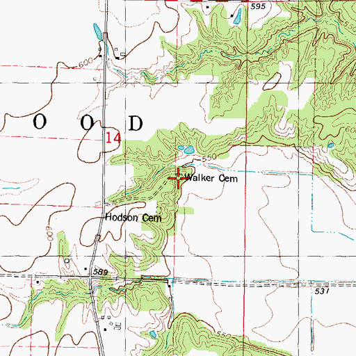 Topographic Map of Walker Cemetery, IL